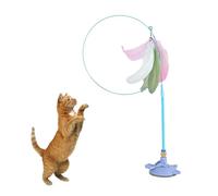Yulokdwi Suction Cup Cat Toy,Interactive Feather Teaser Wand - Portable Pet Toys for Indoor Cats, Cute Kitten Toys for Relaxing, Exploring