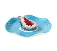 Yulokdwi Sushi Serving Plate,Ceramic Sauce Compartment Fish Dish - Oceans Themed Serving Plate - for Charcuterie Cheese Burger Cheeseburger Shrimp Sardine Snack Popcorn Seafood Food Kitchen