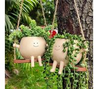 Yulokdwi Swing Face Planter, Swinging Face Planter,Swing Face Planter Pots,Resin Wall,Wall Hanging,Cute Swing Flower Pots For Family And Friends Home Garden Decoration