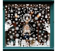 YULOONG 121 PCS Christmas Decorations Window Clings Santa Claus Xmas Tree Snowflake Snowman Deer Double Side Decals Ornament Display Window Wall Door Decor Reusable DIY Static Stickers
