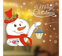 YULOONG Christmas Windows Static Stickers Clings Removable Vinyl Santa Claus Christmas Tree Snowman Snowflake Deer DIY Wall Window Door Mural Showcase Decal Sticker