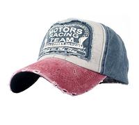 YULOONG Classic Baseball Cap 100% Cotton Vintage Washed Denim Dad Hat Adjustable Size for Man Women Unisex (Wine Red A)