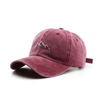 YULOONG Mens Vintage Baseball Cap Mountain Peak Embroidery Baseball Hats Retro Washed Cotton Dad Cap Womens Outdoor Sports Cap Adjustable Unisex Red