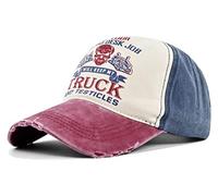 YULOONG Trucker Cap Vintage Baseball Cap Washed Denim Skull Pattern Adjustable Outdoor Sun Hat 100% Cotton for Man Women C