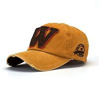 YULOONG Vintage Baseball Cap Denim Embroidered W Trucker Hat Retro Frayed Edge Sunhat 100% Cotton Outdoor Cap Unisex Yellow