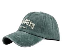 YULOONG Vintage Baseball Cap Embroidery Los Angeles Washed Denim Trucker Cap 100% Cotton Sun Hat for Men Women Adjustable Green
