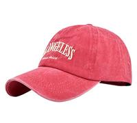 YULOONG Vintage Baseball Cap Embroidery Los Angeles Washed Denim Trucker Cap 100% Cotton Sun Hat for Men Women Adjustable Red