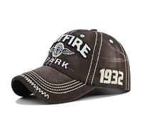 YULOONG Vintage Baseball Cap Embroidery Spitfire Washed Denim Trucker Cap 100% Cotton Sun Hat for Men Women Adjustable Size Brown