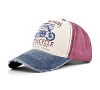 YULOONG Vintage Baseball Cap Washed Denim Trucker Cap Motorcycle Print Pattern Outdoor Sun Hat 100% Cotton for Man Women D