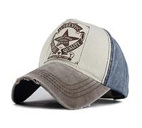 YULOONG Vintage Baseball Cap Washed Denim Trucker hat Fashion Pentagram Star Pattern Outdoor Sun Hat 100% Cotton Unisex A