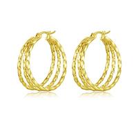 Yulovee 9ct Gold Plated Earrings,3-Layer Twisted Hoop Earrings for Women(30MM)