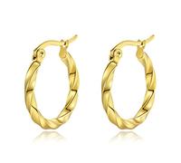 Yulovee 9ct Gold Plated Tiny Twisted Hoop Earrings for Women Girls (20MM)