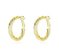 Yulovee 9ct Gold Plated Women Hoop Creole Earrings,Click Twisted Hoop Earrings for Women(30MM)
