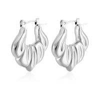 Yulovee 9ct White Gold Filled Hoop Earrings,Chunky Hoop Earrings for Women.
