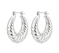 Yulovee 9ct White Gold Filled Hoop Earrings,Chunky Hoop Earrings for Women.