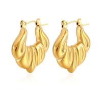 Yulovee 9ct Yellow Gold Filled Hoop Earrings,Chunky Hoop Earrings for Women.