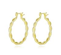 Yulovee 9ct Yellow Gold Filled Twisted Women's Hoop Earrings in 30MM Diameter