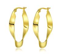 Yulovee 9ct Yellow Gold Filled Women's Twisted Hoop Creole Earrings (25X30MM)