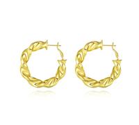 Yulovee 9ct Yellow Gold Plated Twisted Hoop Earrings,40MM Large Chunky Hoop Earrings for Women.