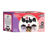 YULU FOODS Boba Bundle Kit 10 Serv. Instant Bubble Pearl Variety Milk Tea Kit with Authentic Brown Sugar Tapioca Pearls by Yulu Foods - Ready in Under 1 Minute, Includes Paper Straws - Gift B