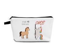 YULUENZE 40Th Birthday Gifts Cosmetic Bag Small Makeup Organizer Pouch with Zipper Funny Horse Unicorn Toiletry Makeup Bag Presents for Women Friends