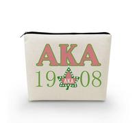 YULUENZE AKA 1908 Ivy Pearl Makeup Bag Cute Small Canvas Organizer Bag with Zipper AKA 1908 Ivy Pearl Cosmetic Bag Aesthetic Sorority Present for Women Friends