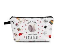 YULUENZE Baseball Makeup Bag Baseball Gifts Just Love Baseball Cosmetic Bag Travel Makeup Bag with Zipper Birthday Gifts for Women Baseball Players Team Baseball Lovers Fans, ahz0110, Printed Makeup