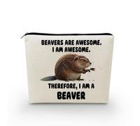 YULUENZE Beaver Lover Gift Beaver Makeup Bag Beavers Are Awesome Toiletry Zipper Pouch Funny Beaver Cosmetic Bag Birthday Gift for Beaver Fans Lovers Women Friends, asn0202, Printed Makeup Bag With a