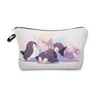 YULUENZE Bird Makeup Bag with Zipper Penguin Owl Peacock Parrot Crane Flamingo Phoenix Present for Bird Lovers Women, Penguin 01, Printed Makeup Bag With a Metal Zipper