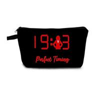 YULUENZE Black Perfect Timing 1913 Makeup Bag Cute Small Organizer Bag with Zipper Confident Lady Cosmetic Bag Aesthetic Birthday Present for Women Sisters Sorority Members Friends