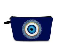 YULUENZE Blue Eye Pattern Present Evil Eye Makeup Bag Cute Small Organizer Bag with Zipper Evil Eye Print Cosmetic Bag Birthday Presents for Women Friends Sisters, Evil Eye 01, Printed Makeup Bag With