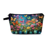 YULUENZE Butterfly Daisy Makeup Bag Cute Small Organizer Bag with Zipper Butterfly Daisy Cosmetic Bag Aesthetic Birthday Present for Women Sisters Friends -1, hzz17209