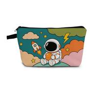 YULUENZE Cartoon Astronaut Print Small Cosmetic Bag | Rainbow Unicorn Toiletry Makeup Purse, Cute Organizer Zipper Pouch, Rainbow Unicorn Birthday Present for Women Friends