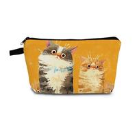YULUENZE Cartoon Cat Makeup Bag Cute Small Organizer Bag with Zipper Cartoon Kitten Print Cosmetic Bag Kitten Kitty Birthday Gifts for Cat Lovers Women Friends, hzt0219, Printed Makeup Bag With a