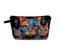 YULUENZE Cartoon Cat Makeup Bag Cute Small Organizer Bag with Zipper Cartoon Kitten Print Cosmetic Bag Kitten Kitty Birthday Gifts for Cat Lovers Women Friends, hzt0224, Printed Makeup Bag With a