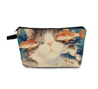 YULUENZE Cartoon Cat Makeup Bag Cute Small Organizer Bag with Zipper Cartoon Kitten Print Cosmetic Bag Kitten Kitty Birthday Gifts for Cat Lovers Women Friends, hzt0226, Printed Makeup Bag With a