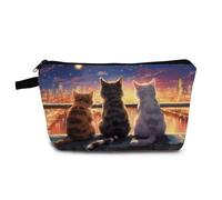 YULUENZE Cartoon Cat Makeup Bag Cute Small Organizer Bag with Zipper Cartoon Kitten Print Cosmetic Bag Kitten Kitty Birthday Gifts for Cat Lovers Women Friends, hzt0373, Printed Makeup Bag With a