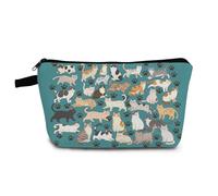 YULUENZE Cartoon Cats Makeup Bag Cute Small Organizer Bag with Zipper Cartoon Kitten Paw Cosmetic Bag Aesthetic Birthday Present for Cat Lovers Women Friends