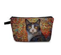 YULUENZE Cat Makeup Bag Cute Small Organizer Bag with Zipper Kitty Kitten Print Cosmetic Bag Kitten Kitty Birthday Gifts for Cat Lovers Women Friends, hzt0386, Printed Makeup Bag With a Metal Zipper