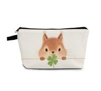 YULUENZE Clover Squirrel Cosmetic Bag Small Makeup Bag Clover Squirrel Toiletry Organizer Pouch with Zipper Presents for Women Friends