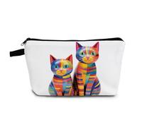 YULUENZE Colorful Abstract Cat Makeup Bag Cute Small Organizer Bag with Zipper Colorful Abstract Cat Cosmetic Bag Aesthetic Birthday Present for Women Sisters Friends -4, hzz17231