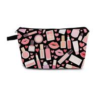 YULUENZE Cosmetics Lip Pattern Makeup Bag Cute Small Organizer Bag with Zipper Cosmetics Lip Pattern Storage Bag Aesthetic Birthday Present for Women Friends
