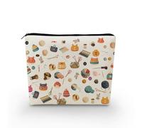 YULUENZE Crocheting Gifts Knitter Canvas Makeup Bag Knitting Organizer Accessories Zipper Pouch Birthday Gift for Crochet Lovers Learners Women Friends, asnt0421, Printed Makeup Bag With a Metal
