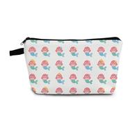 YULUENZE Cute Mermaid Makeup Bag Cute Small Organizer Bag with Zipper Cartoon Small Mermaid Cosmetic Bag Aesthetic Birthday Present for Women Friends