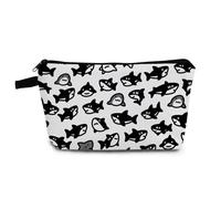 YULUENZE Cute Shark Makeup Bag Cute Small Organizer Bag with Zipper Lovely Simple Shark Cosmetic Bag Aesthetic Birthday Present for Women Friends