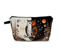 YULUENZE Day and Night Owl Cosmetic Bag Small Makeup Bag Day and Night Owl Toiletry Organizer Pouch with Zipper Presents for Women Friends