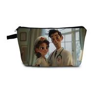 YULUENZE Doctors Makeup Bag Cute Small Organizer Bag with Zipper Cartoon Style Nurse Print Cosmetic Bag Birthday Graduation Gifts for Doctors Nurse Women Friends, hzt0398, Printed Makeup Bag With a