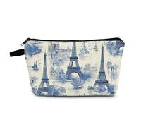 YULUENZE Eiffel Tower Makeup Bag - Cute Small Vintage Organizer Bag with Zipper - Paris Eiffel Tower Print Cosmetic Bag - Birthday Gifts for Women & Friends, Eiffel Tower, Printed Makeup Bag With a