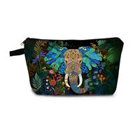 YULUENZE Floral Elephant Cosmetic Bag Small Makeup Bag Toiletry Organizer Pouch with Zipper Floral Elephant Presents for Women Friends