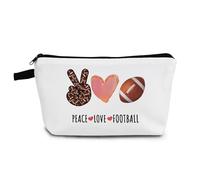 YULUENZE Football Travel Pouch American Football Cosmetic Bag Rugby Gifts Women Coach Gifts Sport Fans Gifts for Football Lovers Players Birthday Gifts Makeup Bag - Peace Love Football, ahz0073,